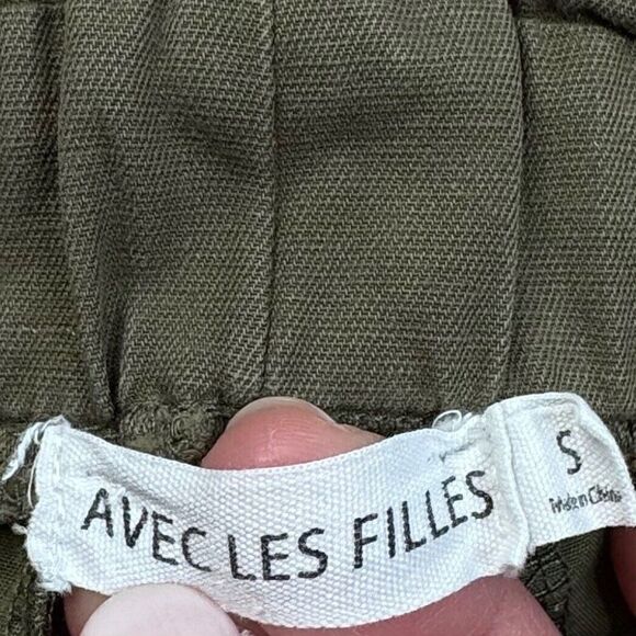 Anthropologie Avec Les Filles Paperbag Ankle Pants Olive Green NO BELT - Picture 4 of 8